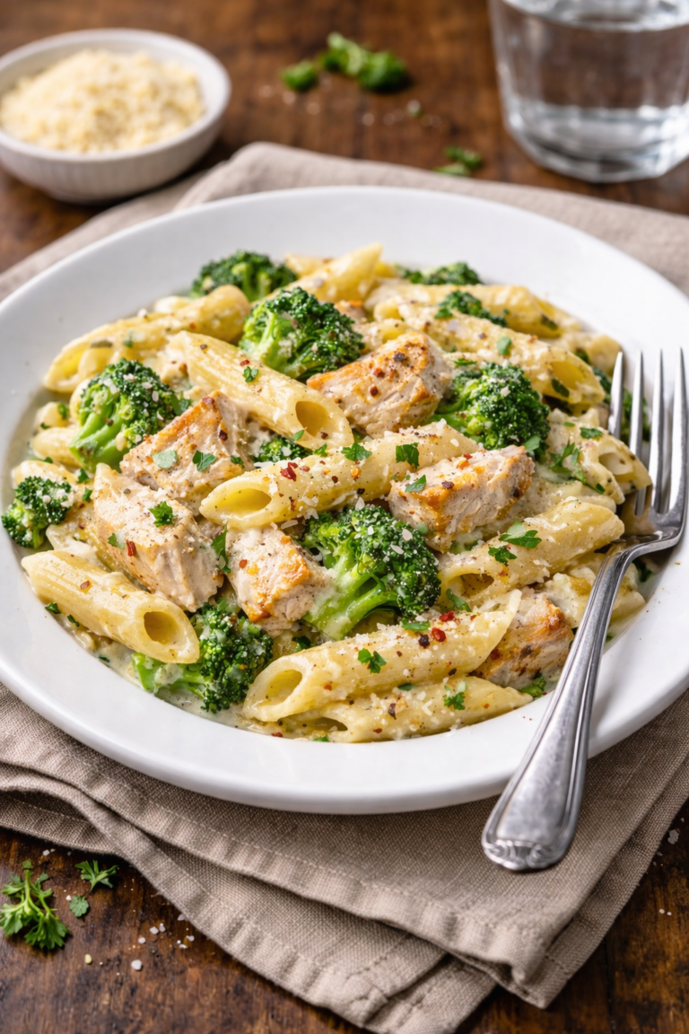 Brokolili Tavuklu Makarna