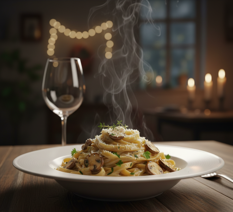 kremali mantarli makrna